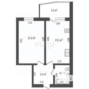 1-к квартира, вторичка, 38м2, 8/9 этаж