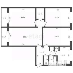 4-к квартира, вторичка, 78м2, 3/5 этаж