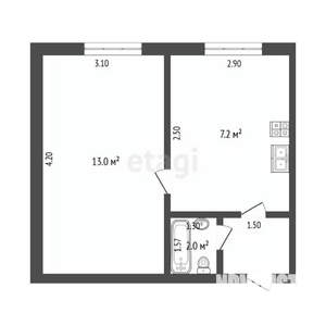 1-к квартира, вторичка, 25м2, 1/5 этаж