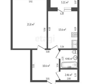 1-к квартира, вторичка, 53м2, 2/9 этаж