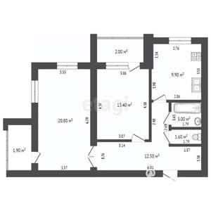 2-к квартира, вторичка, 63м2, 4/5 этаж