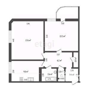 2-к квартира, вторичка, 53м2, 5/16 этаж