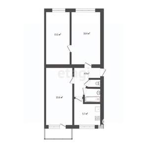 3-к квартира, вторичка, 60м2, 4/5 этаж