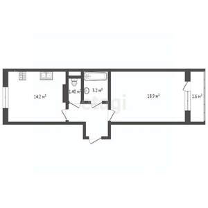 1-к квартира, вторичка, 43м2, 9/9 этаж