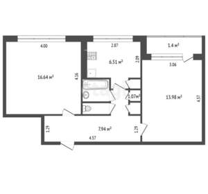 2-к квартира, вторичка, 49м2, 5/9 этаж