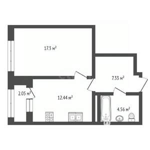 1-к квартира, вторичка, 43м2, 18/18 этаж
