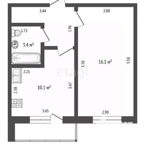 1-к квартира, вторичка, 36м2, 9/10 этаж
