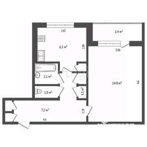 1-к квартира, вторичка, 33м2, 1/9 этаж