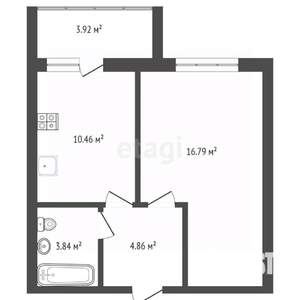 1-к квартира, вторичка, 37м2, 6/12 этаж