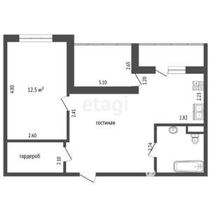 2-к квартира, вторичка, 58м2, 8/14 этаж