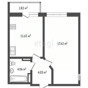 1-к квартира, вторичка, 39м2, 2/18 этаж