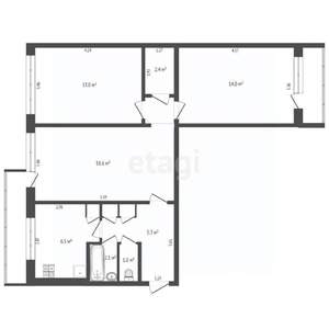 3-к квартира, вторичка, 64м2, 7/9 этаж