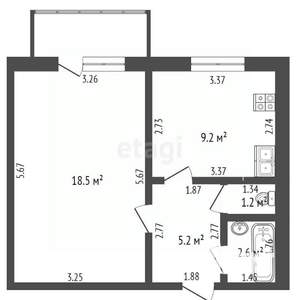 1-к квартира, вторичка, 40м2, 5/6 этаж