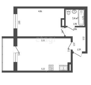 1-к квартира, вторичка, 40м2, 8/9 этаж