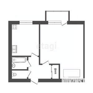 1-к квартира, вторичка, 41м2, 2/8 этаж