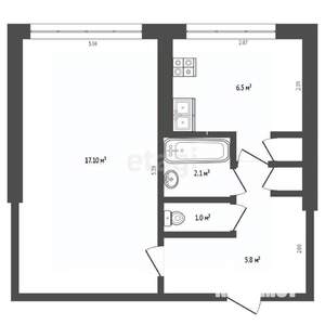 1-к квартира, вторичка, 33м2, 4/5 этаж