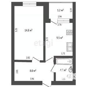 1-к квартира, вторичка, 39м2, 10/12 этаж