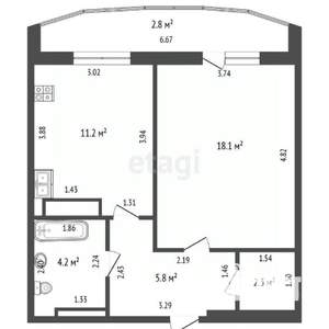 1-к квартира, вторичка, 42м2, 9/18 этаж