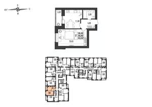 1-к квартира, строящийся дом, 42м2, 5/9 этаж