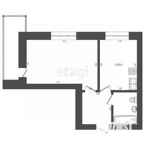 1-к квартира, вторичка, 41м2, 10/16 этаж