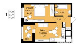 1-к квартира, вторичка, 38м2, 11/18 этаж