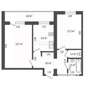 2-к квартира, вторичка, 48м2, 2/5 этаж