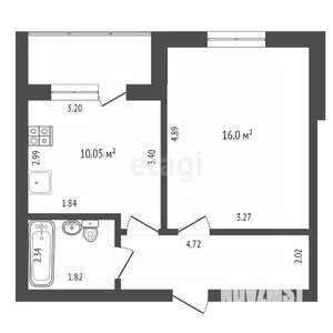 1-к квартира, вторичка, 40м2, 6/14 этаж