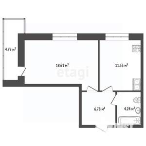 1-к квартира, вторичка, 41м2, 14/15 этаж