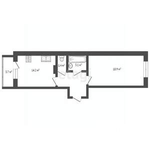 1-к квартира, вторичка, 43м2, 1/9 этаж