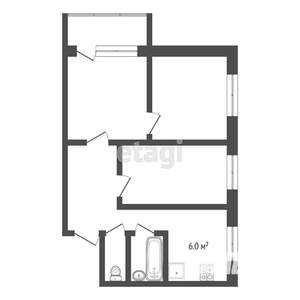 3-к квартира, вторичка, 54м2, 4/5 этаж