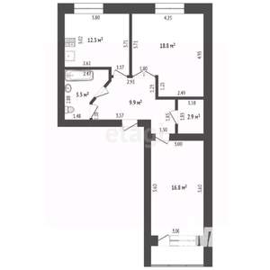 2-к квартира, вторичка, 66м2, 2/10 этаж