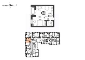 1-к квартира, строящийся дом, 47м2, 3/9 этаж