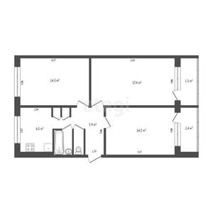3-к квартира, вторичка, 62м2, 1/5 этаж