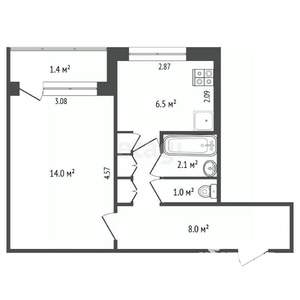 1-к квартира, вторичка, 37м2, 1/9 этаж