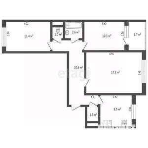 3-к квартира, вторичка, 63м2, 4/10 этаж