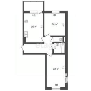 2-к квартира, вторичка, 59м2, 8/10 этаж