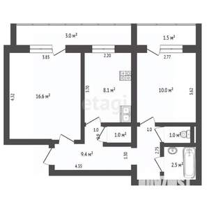 2-к квартира, вторичка, 50м2, 2/7 этаж