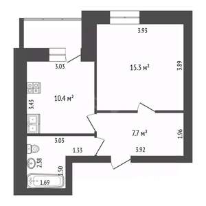 1-к квартира, вторичка, 42м2, 1/10 этаж