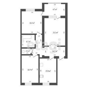 3-к квартира, вторичка, 96м2, 2/7 этаж