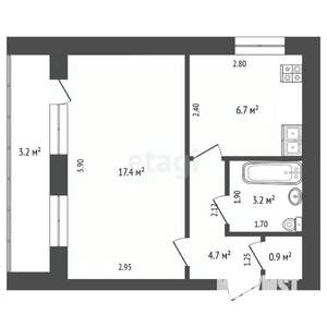 1-к квартира, вторичка, 33м2, 6/9 этаж