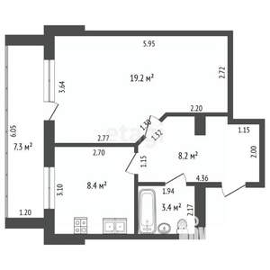 1-к квартира, вторичка, 43м2, 8/9 этаж