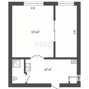 1-к квартира, вторичка, 24м2, 5/5 этаж