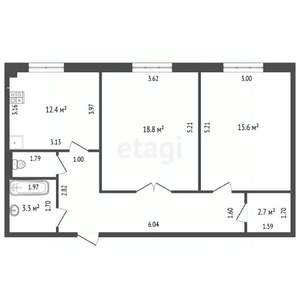 2-к квартира, вторичка, 65м2, 3/8 этаж