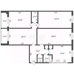 4-к квартира, вторичка, 77м2, 1/5 этаж