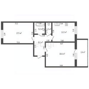 2-к квартира, вторичка, 61м2, 8/12 этаж