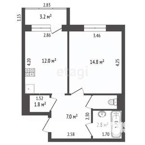 1-к квартира, вторичка, 40м2, 10/10 этаж