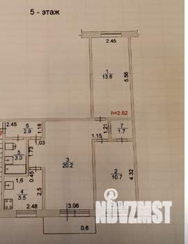 3-к квартира, вторичка, 58м2, 5/5 этаж