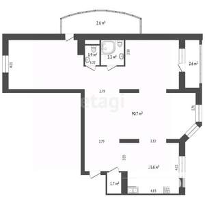 3-к квартира, вторичка, 114м2, 13/22 этаж
