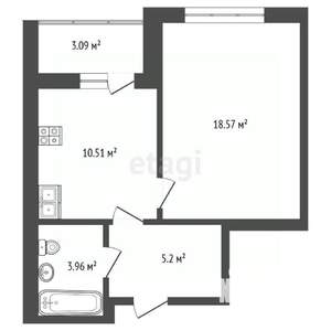 1-к квартира, вторичка, 38м2, 8/9 этаж