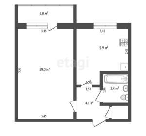 1-к квартира, вторичка, 37м2, 6/10 этаж